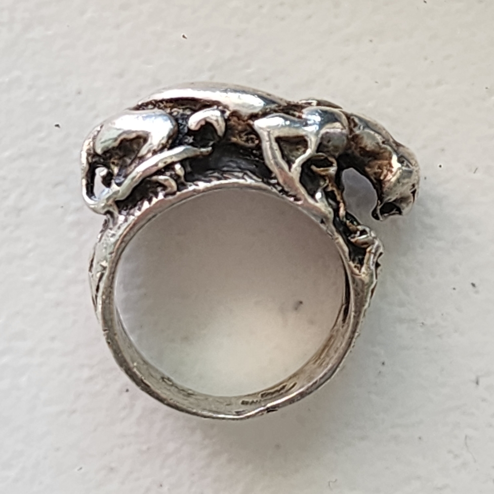 vintage Sterling Silver Animal Design Cat Panther Leapard Ring Size 7 Jewelry - Picture 3 of 9